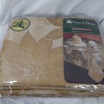 Trim A Home Damask Tablecloth Brocade Beige Gold Oblong 60x102&quot; 152x259cm Napkin - £13.80 GBP