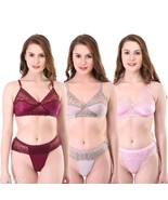 Lingerie Sets Pack Of 3 Women&#39;s Bra Panties Set Non Padded Girl Underwear - $28.42