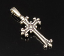 925 Sterling Silver - Vintage Flared Ends Religious Cross Pendant - PT21359 - £22.25 GBP