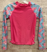 Wallflower Girl Swim Top Rash Guard Size 14 Pink Tropical Floral Long Sleeve NEW - £18.83 GBP