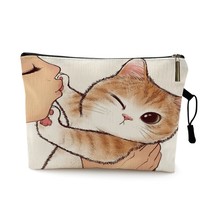 Cute Kissing Cat Makeup Bag With Printing Pattern Cute Organizer Bag Pouchs For  - £45.78 GBP