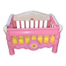 Mattel Fisher-Price Dollhouse 2006 Snap N Style Baby Crib Pink &amp; White - £5.48 GBP