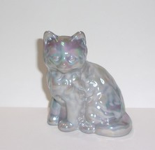 Mosser Glass Dove Gray Carnival IridizedPersian Cat Kitten Figurine Made In USA! - £16.68 GBP