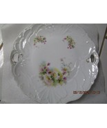 FRENCH ANTIQUE TRAY 9.50&quot; HANDLES WILD FLOWERS BOUQUET [#77] - $54.45