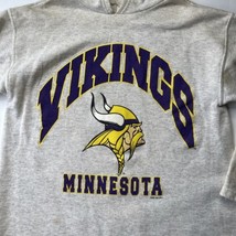 Vtg Minnesota Vikings Sweatshirt Men Sz L 1993 Saturdays hero Tag Distress Hood - £18.16 GBP