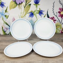 Corelle Snowflake Blue 10 1/4&quot; Dinner Plates Lot of 4 Corning Vintage - £18.39 GBP