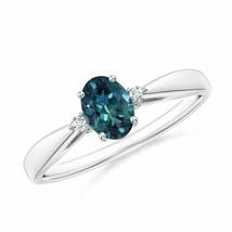 Authenticity Guarantee 
Angara Natural 6x4mm Teal Montana Sapphire Ring in 14... - £611.44 GBP