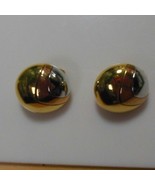 Signed Crown Trifari Two-tone Dome Clip Earrings - £23.45 GBP