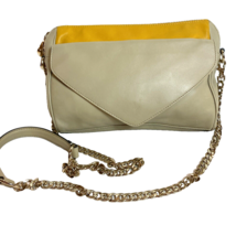 Pour La Victoire Small Leather Shoulderbag Chain Strap Beige/Mustard - £14.36 GBP