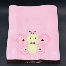 Carter&#39;s Butterfly Baby Blanket Just One You So Adorable Pink Brown Single Layer - £15.97 GBP