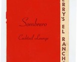 Jerry&#39;s El Rancho Sombrero Cocktail Lounge Drinks Menu Rochester New Yor... - $27.72