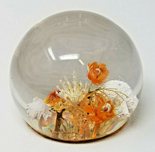 Paperweight Desert Flower Plant Landscape Orange White Vintage Acrylic S... - £11.97 GBP