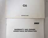 2005 Pontiac G-6 Owners Manual [Paperback] Pontiac - £26.10 GBP