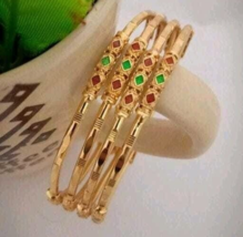 Indian Bollywood Style Gold Plated Bangle Kada Bridal Dulhan Jewelry Set - £15.27 GBP