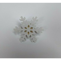 Vintage Christmas White Snowflake Plastic Lapel Hat Pin - £3.49 GBP