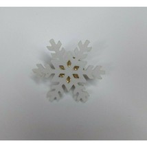 Vintage Christmas White Snowflake Plastic Lapel Hat Pin - £3.26 GBP