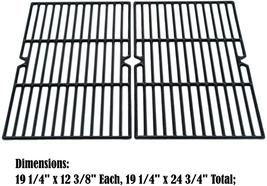 Cast Iron Cooking Grates Grid 2-Pack 12 3/8&quot; for Charmglow Jenn-Air Weber Grill - £46.59 GBP