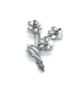 Blue Zircon Sterling Silver Rose Gold Pin 1930s-50s HSB Co. - £35.14 GBP