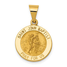 14k Polished and Satin Hollow St John the Baptist Medal Round Pendant XR... - $453.69 CAD