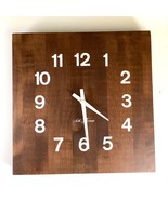 Vtg MCM Seth Thomas Model 2340B Square Butcher Block Wood Wall Clock 11&quot;... - $37.00