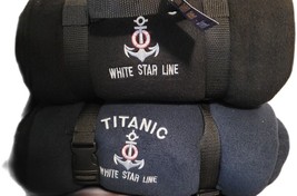 NAVY White Star Line Titanic Embroidered 48&quot; X 60&quot; Fleece Travel Blanket - £25.01 GBP