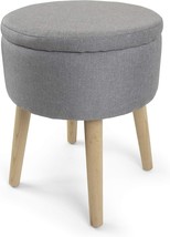 Round Storage Ottoman With Tray In Velvet Grey Humble Crew Velour. - $60.94