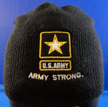 NWOT CW ARMY COLD WEATHER BLACK ARMY STRONG KINTTED CAP HAT BEANIE ONE SIZE - £14.23 GBP