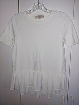 LOFT LADIES SS WHITE PULLOVER SWEATER W/GATHERED FABRIC TIER-XS-WORN 1-L... - $9.49