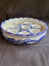 antique chinese porcelain candle dish for 8 small candles / tea lights - $129.00