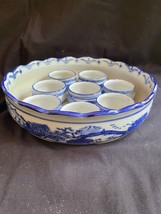 antique chinese porcelain candle dish for 8 small candles / tea lights - £103.09 GBP