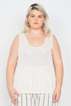 Women&#39;s Ivory Plus Size Sheer Ribbed Causal Tank Top (1XL) - £8.53 GBP