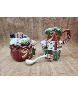 Vintage 1995 Fitz and Floyd Father Christmas Sugar Creamer Spoon in Box ... - $1,567.47 MXN