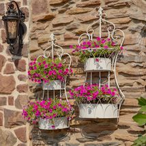 Zaer Ltd. Set of 2 Dual Wall Hanging Basket Planters Copenhagen 1843&quot; (Antique W - $199.95