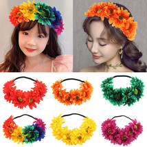 SH Faux Flower Wreath Hairband Sunflower Elastic Hair Band Hair Accessories DIY - £4.87 GBP