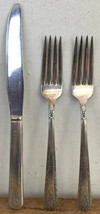 Set Lot 3 Vtg Oneida Madison Silver Plate Stainless Knife &amp; Forks Mixed Lot - £23.63 GBP
