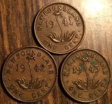 1941 1942 1943 Lot Of 3 Newfoundland Small One Cent Penny Coins - £5.88 GBP