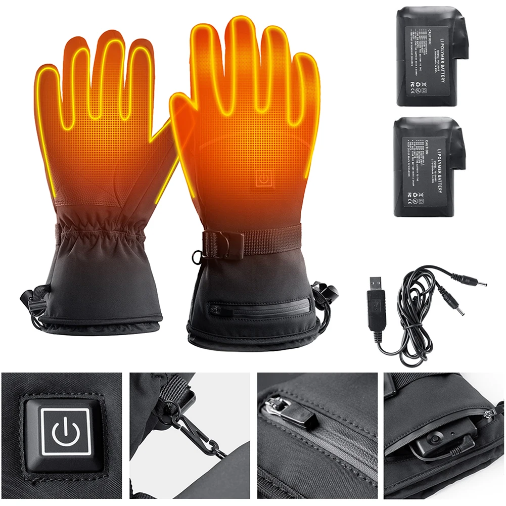 Electric Heating Gloves Winter Waterproof Motorcycle Riding Gloves 3 Levels - £15.45 GBP+