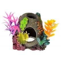 Aquarium Ornament Exotic Environments Sunken Orb Floral Ornament 4.5&quot;L x 3.75&quot;H - £11.86 GBP