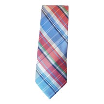 NAUTICA Blue Red Sun Ocean Plaid Silk Classic Tie - $19.99