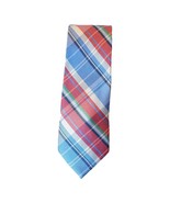 NAUTICA Blue Red Sun Ocean Plaid Silk Classic Tie - $27.48 CAD