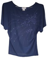 Bleeker &amp; McDougal Women Embellished Beads,Sequins Batwing Short Sleeve ... - $27.57 CAD
