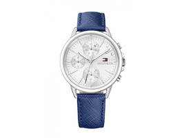 Tommy Hilfiger Quartz Women&#39;s Watch 1781791 Blue Leather With Silvar Dial 41mm - $132.94