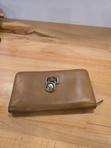 Michael Kors Hamilton Travel Zip Around Brown Pebbled Leather Wallet - $14.84