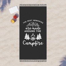 Boho Beach Cloth | Printed Campfire Black &amp; White Vector Graphic | Perfect for C - £51.87 GBP