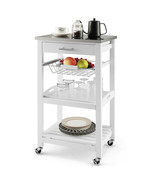 Costway Rolling Kitchen Trolley Cart Stainless Home W/Storage Basket Dra... - £99.34 GBP