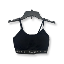 Danskin Womens Sports Bra Black Adjustable Strap Stretch Pullover Square Logo S - £7.50 GBP