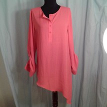 Chico&#39;s 0 Asymmetrical tunic top Small 4 Henley Melon Pink - £24.68 GBP