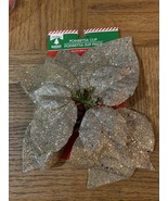 Christmas House Christmas Poinsettia Clip Silver Glitter - $13.67 CAD