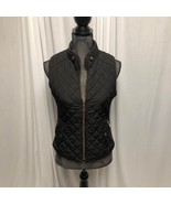 Active USA Quilted Vest Womens Small Black Brown Trim Gold Zipper Front ... - £14.65 GBP