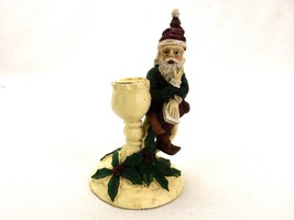 Vintage Resin Christmas Candlstick, Single Light, Santa/Elf Sitting on Handle - £19.54 GBP